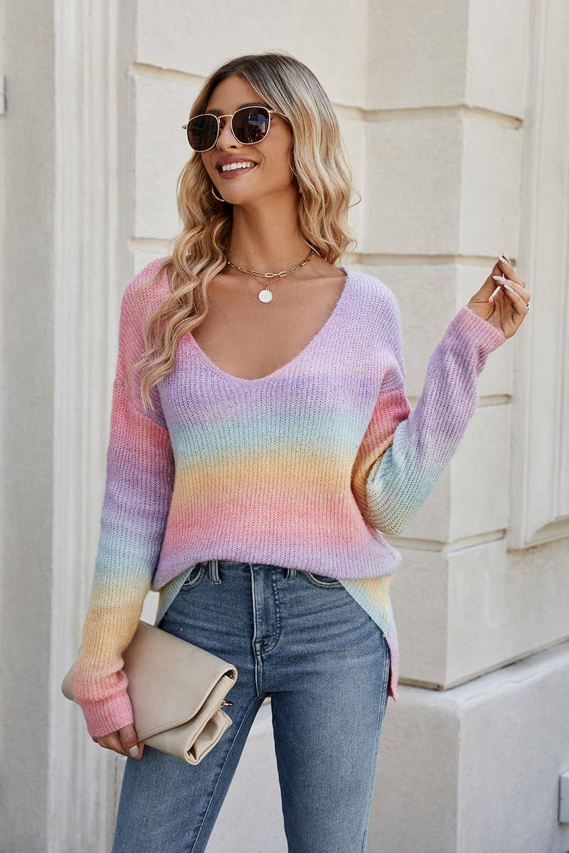 CWOSWL3171_TIE-DYED IRREGULAR GRADIENT KNITTED SWEATER