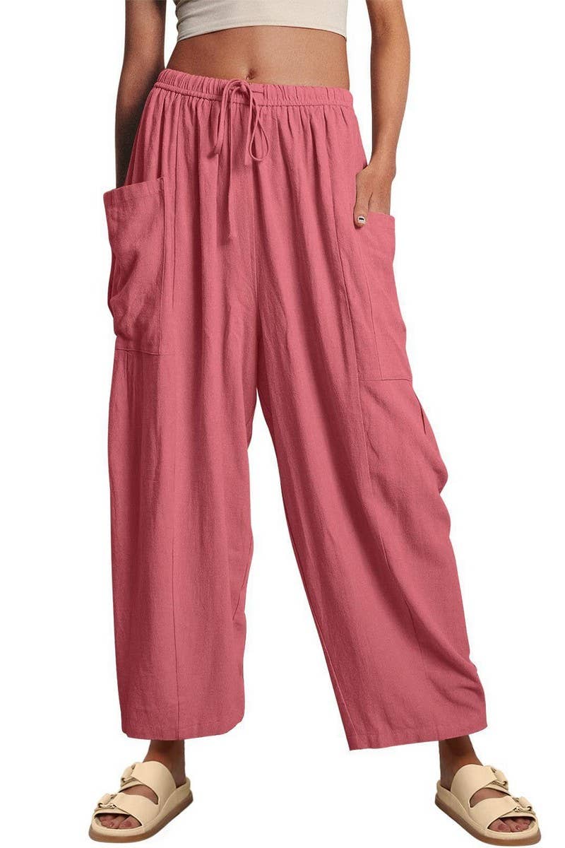 CWBLP01065_2025 SPRING FALL STRIPED ELASTIC WAIST PANTS