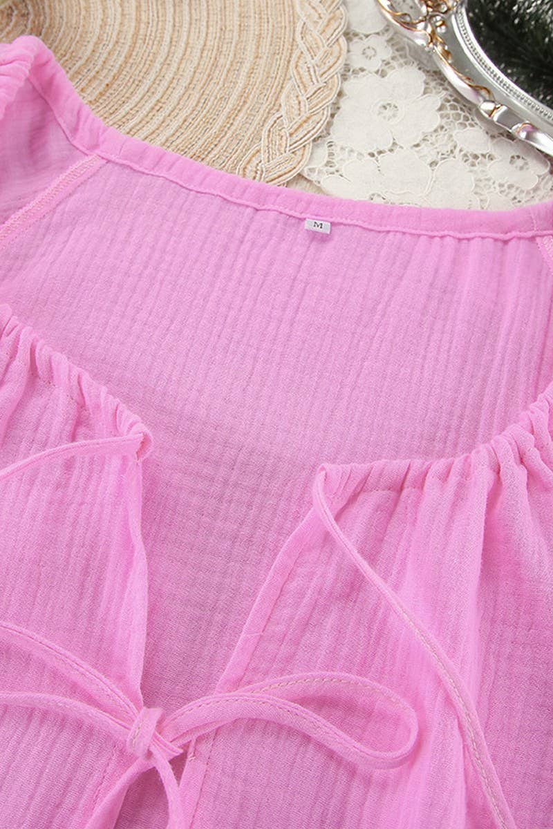 CWSPJ0343_LOOSE COTTON LONG SLEEVE SHORTS PAJAMA SET