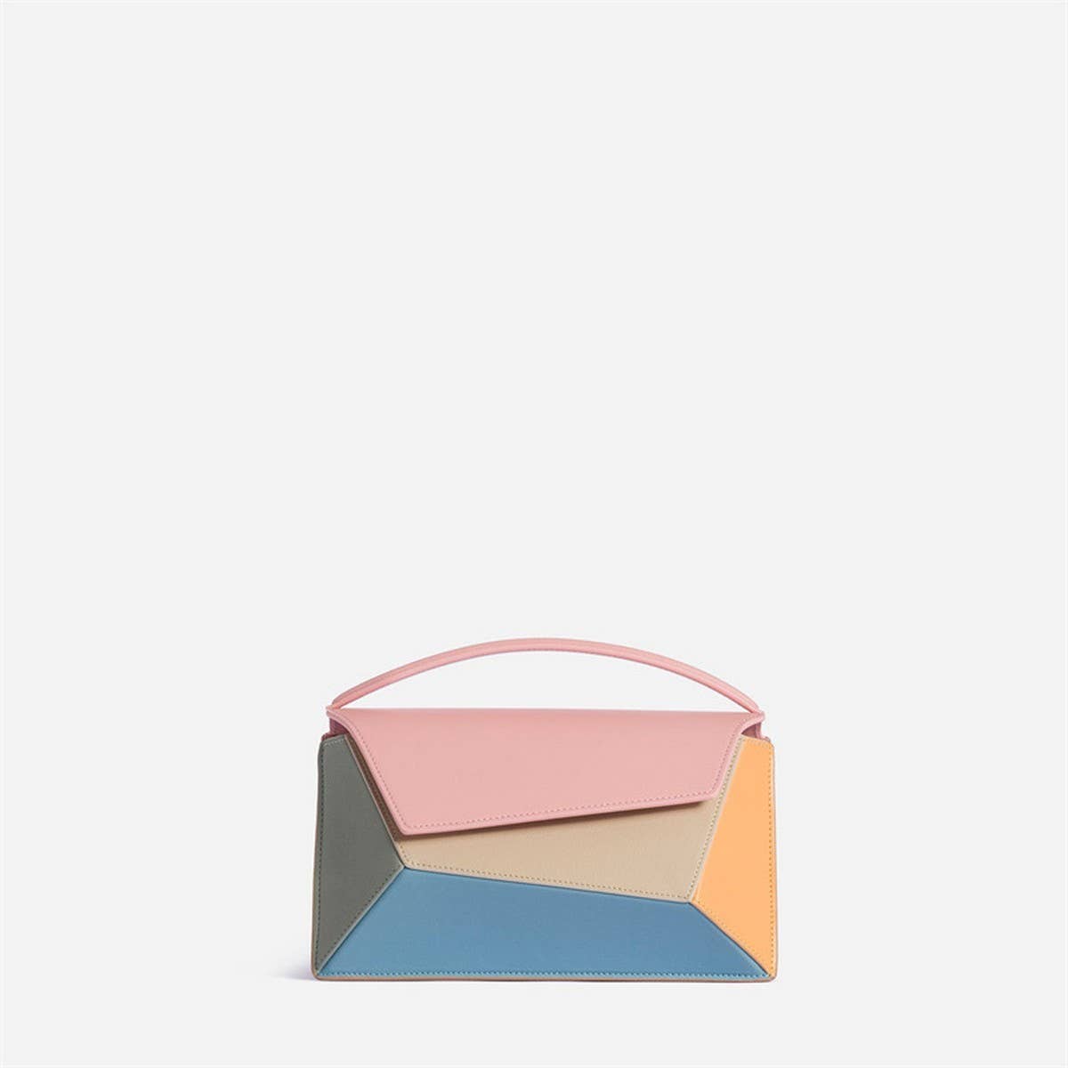 GEOMETRIC CONTRASTING COLOR PATCHWORK HANDL BAG_CWAB1932