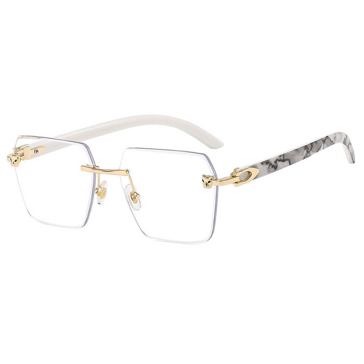 New Polygon Gradient Metal Sunglasses Leopard Head