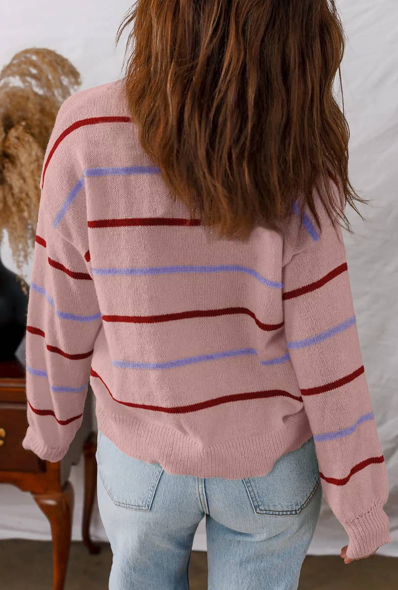 Casual colorful striped pullover loose sweater