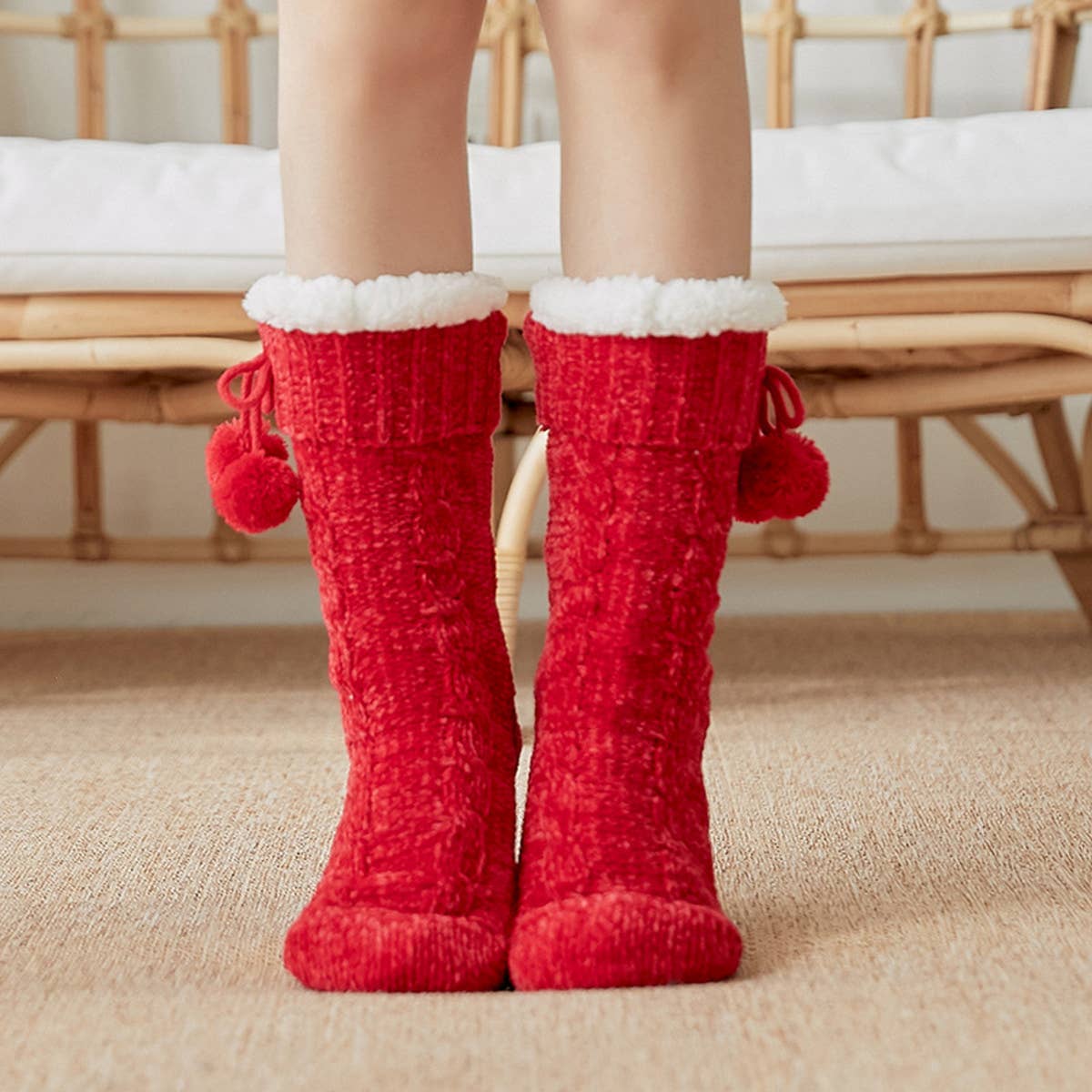 HOME LEISURE WARM PLUSH INDOOR SLIPPERS