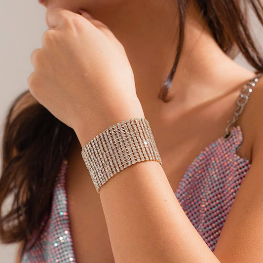 GOLD SPARKLING DIAMOND BRACELET WIDE BRACELET