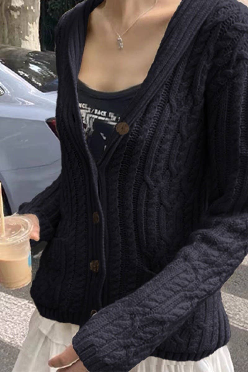 CWOCAS00009_CASUAL SIMPLE BUTTON LONG SLEEVE KNIT CARDIGAN