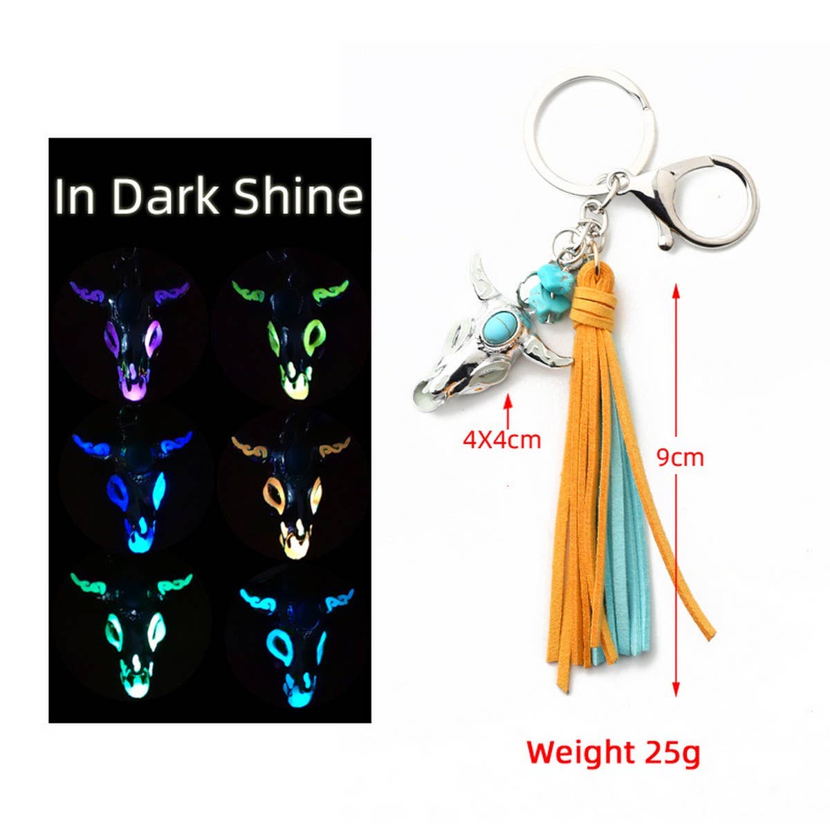 Vintage Western Glow-in-the-Dark Bull Keychain
