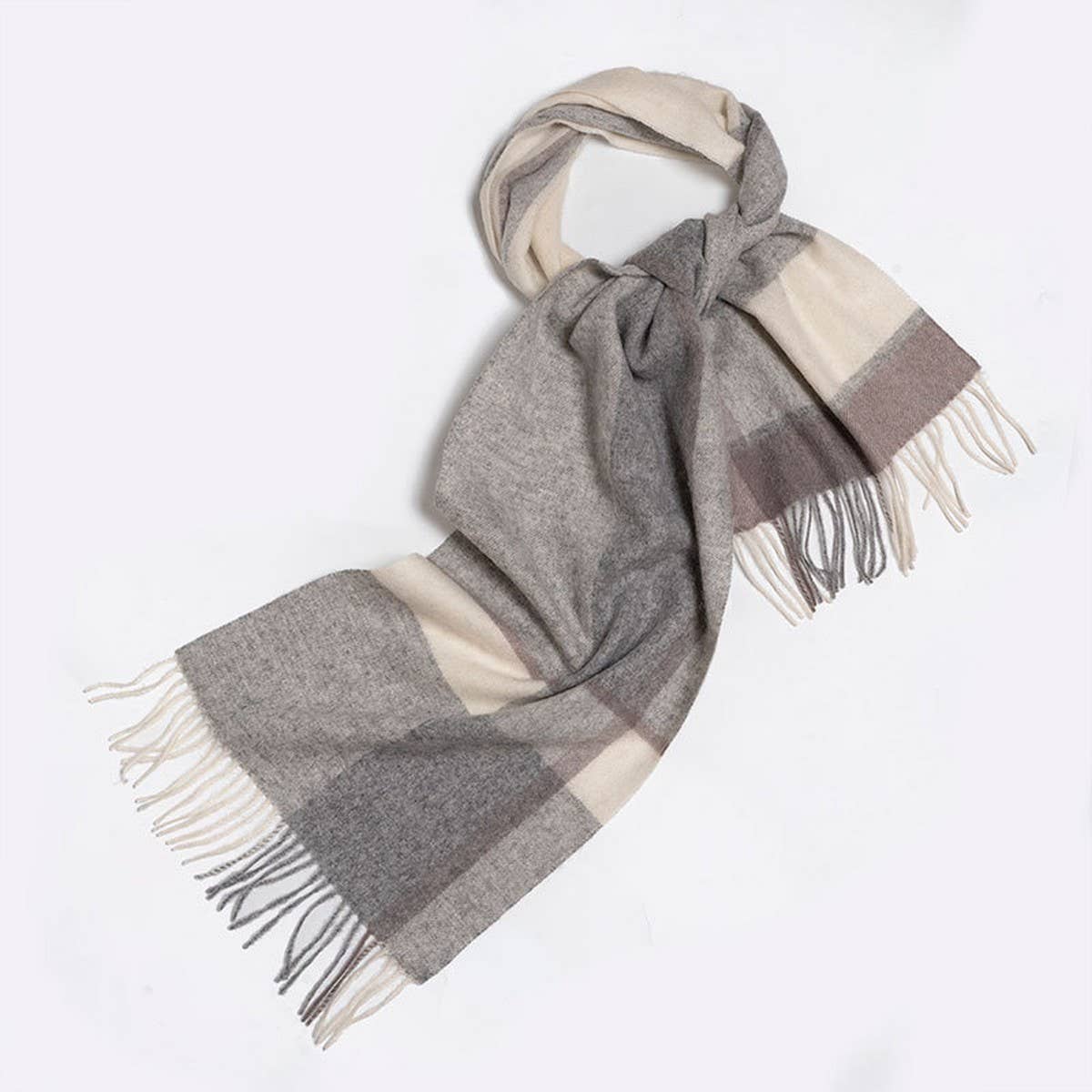 Blue Check Wool Scarf Winter Warmth Unisex Shawl_CWASC2308