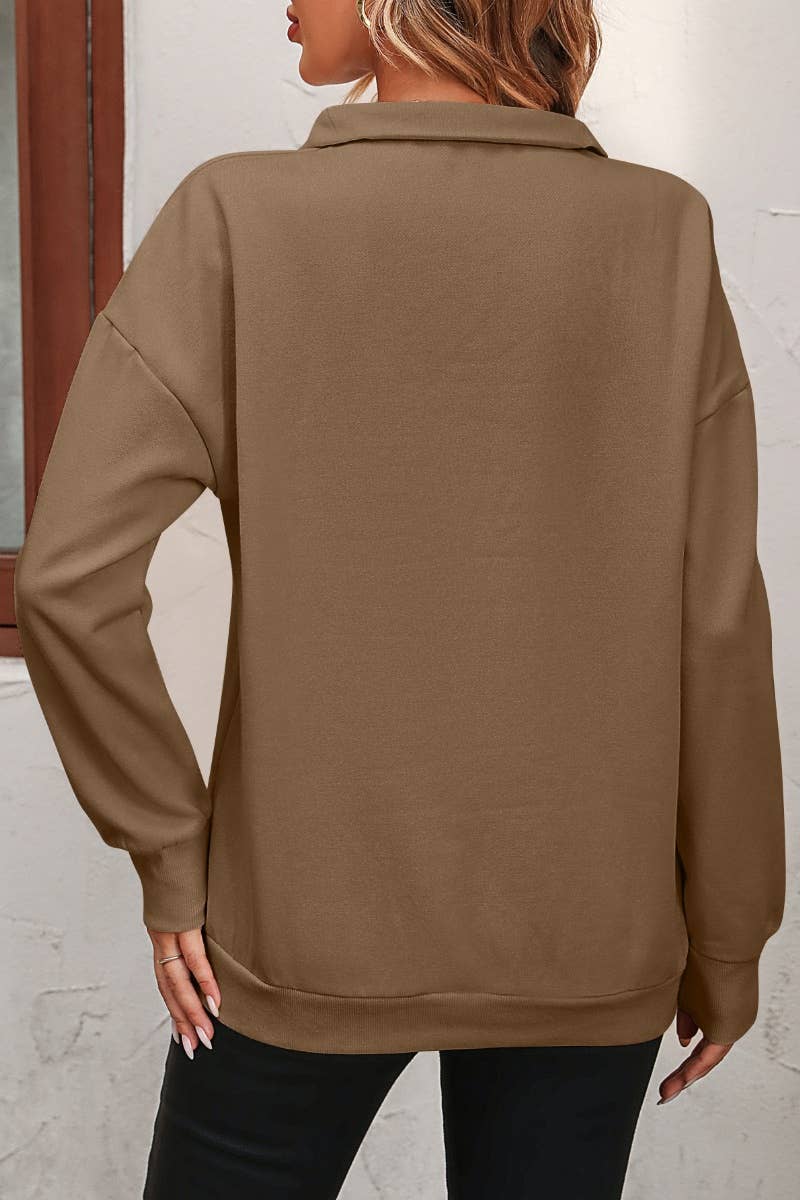 CWTBLL2734_ZIPPER STAND-UP COLLAR LONG-SLEEVED HOODIE