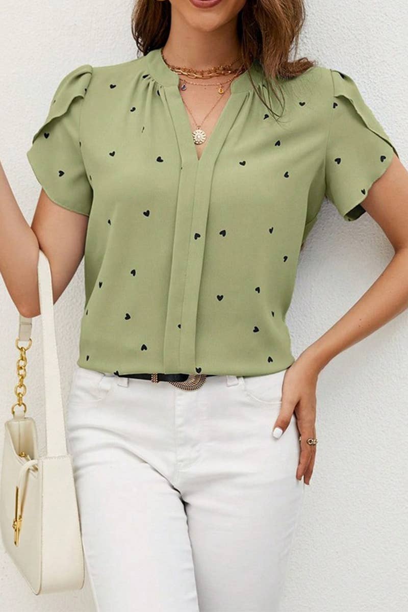 CWTSTS0667_SUMMER LOVE PETAL SLEEVE TEMPERAMENT SHIRT