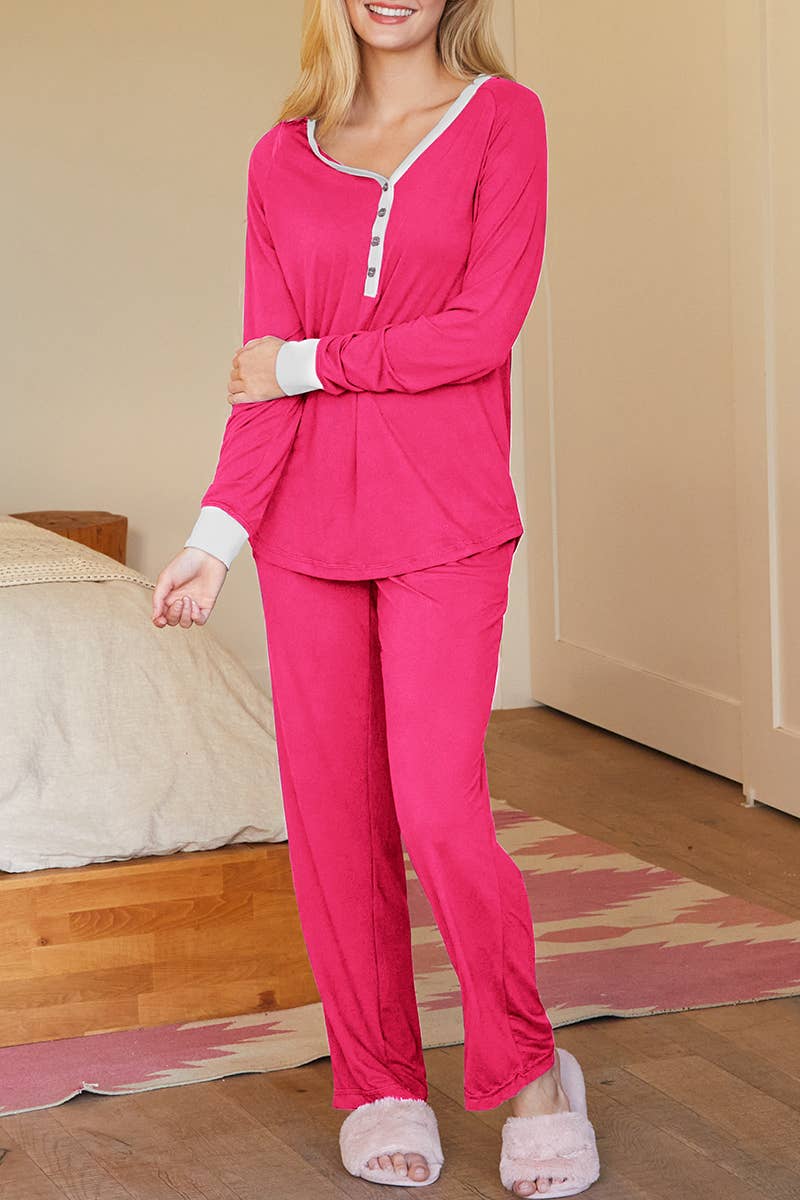 CWSPJ033_COZY LONG SLEEVE HENLEY NECK PAJAMA SET