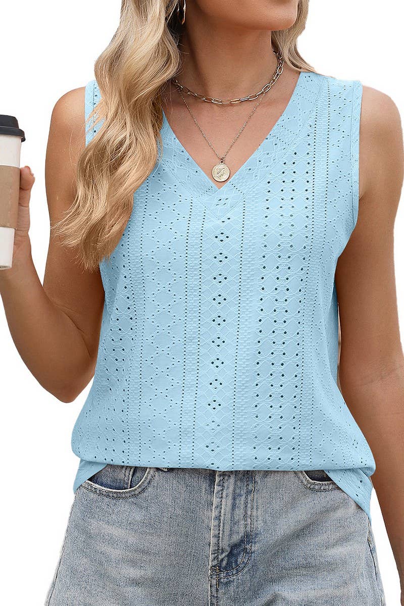 CWTTSL0306_SOLID COLOR V-NECK LOOSE BOTTOMING VEST