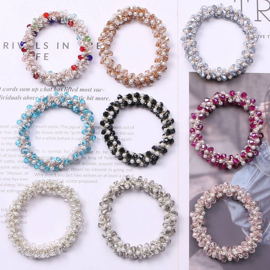 Minimalist Pearl Crystal Hair Tie Stylish Ponytail