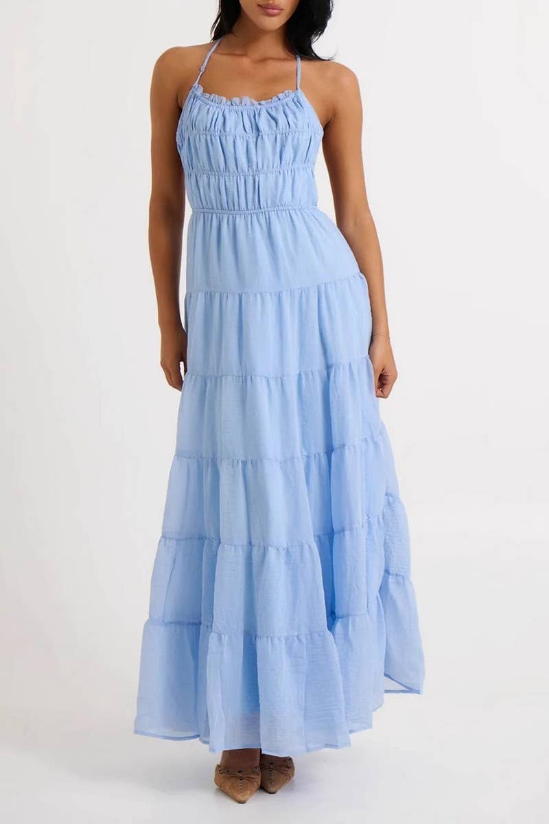 CWDHL0883_SEXY HOLIDAY CASUAL HALTER NECK DRESS