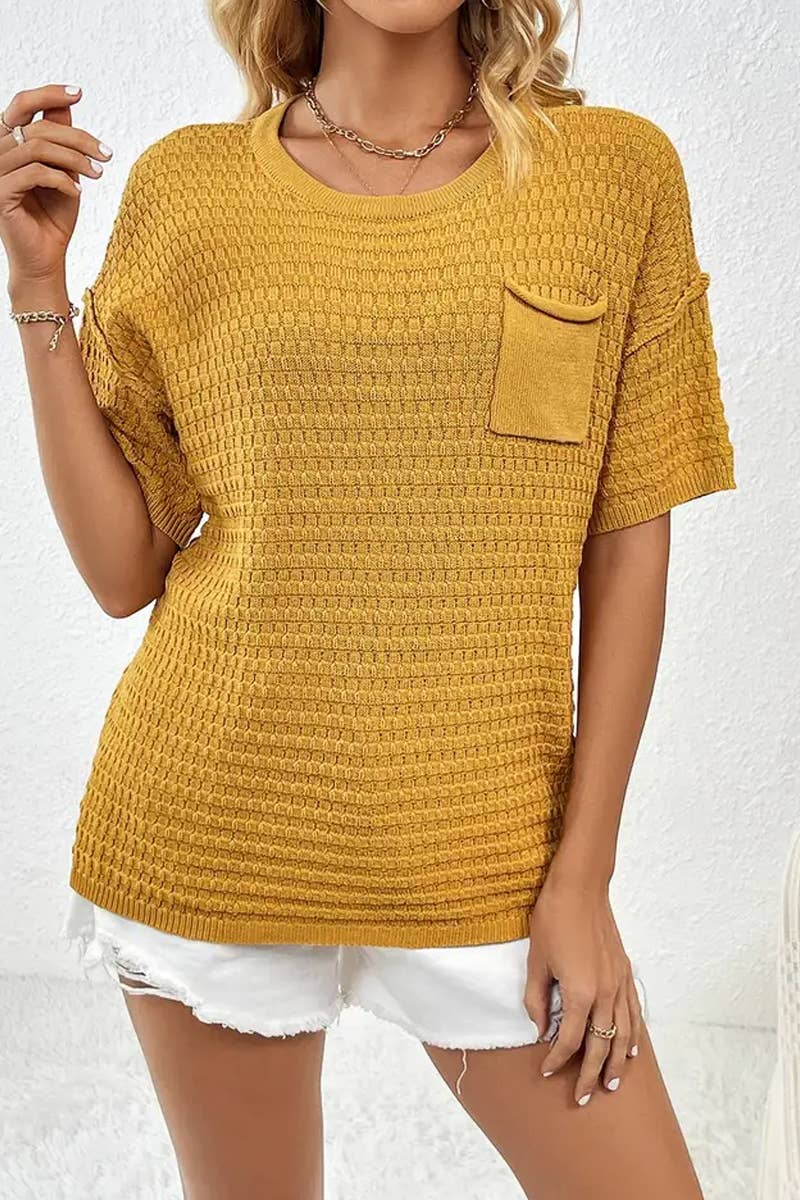 CWTTS1305_NEW SPRING AND SUMMER HOME SOLID COLOR SWEATERS