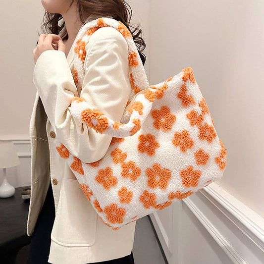 WINTER LAMBSKIN PLAID SINGLE SHOULDER PLUSH BAG_CWAB4019