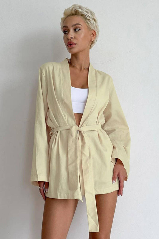 CWSPJ0297_LOOSE ROBE SHORTS PAJAMAS TWO PIECE SET