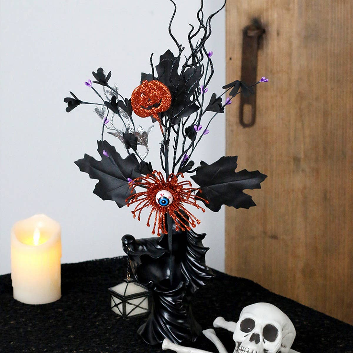 INS Horror Maple Leaf Eye Pumpkin Floral Pick_CWMM9860