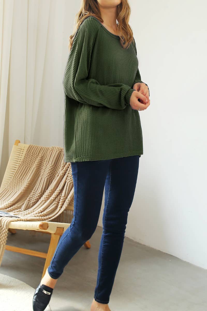 CWTTL1094_RAW DETAILED LOOSE FIT SOFT SWEATER KNIT TOP