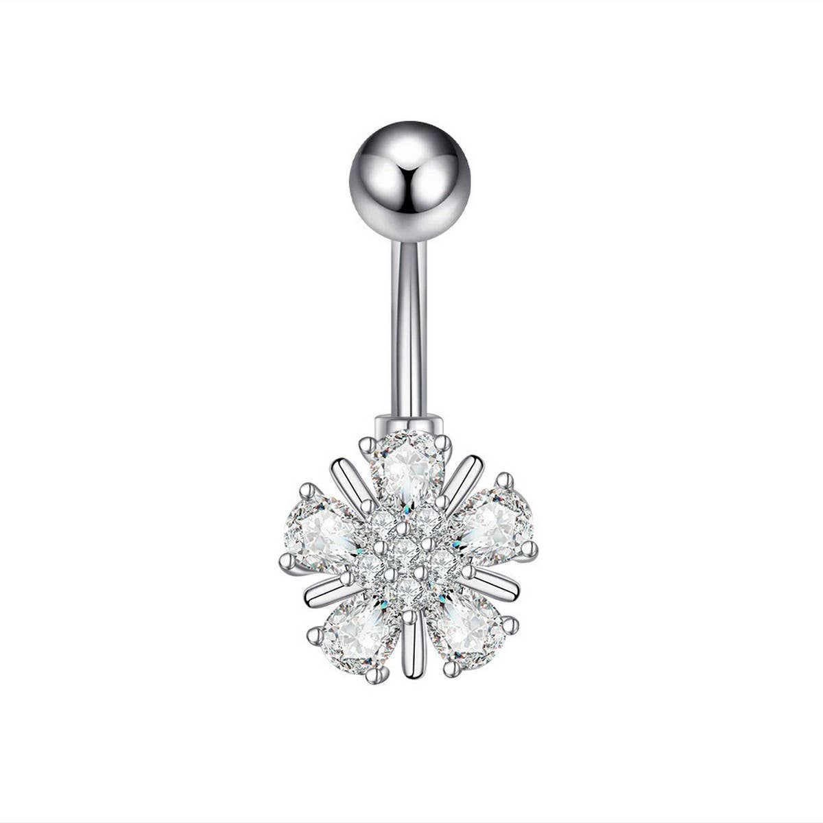 Hot Sale Brass CZ Snowflake Clover Navel Ring