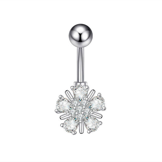 Hot Sale Brass CZ Snowflake Clover Navel Ring