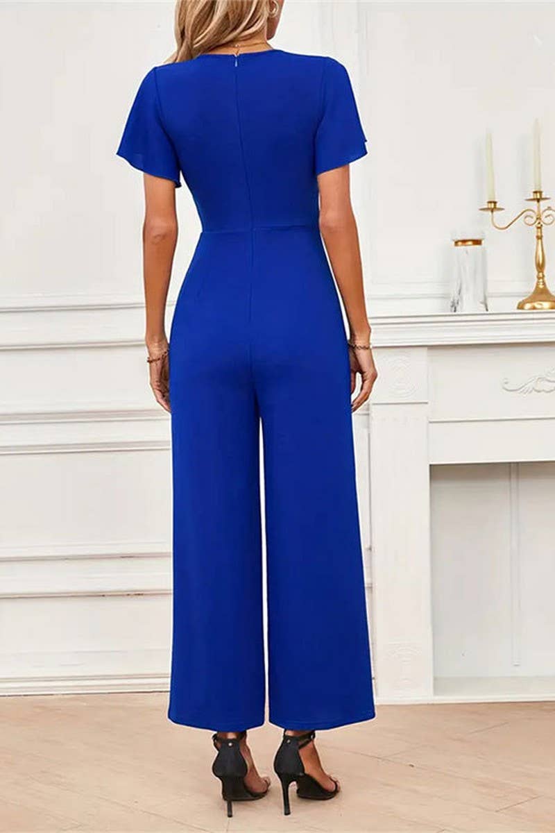 CWSBSS0058_RUFFLED SLEEVES KNITTED WIDE-LEG JUMPSUIT
