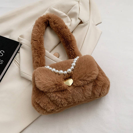 Fluffy Pearl Chain Shoulder Bag Women_CUAB00591
