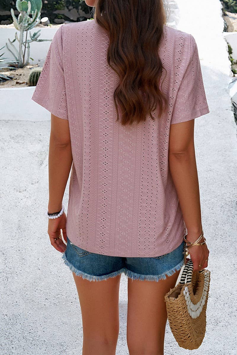 CWTSTS0127_V-Neck Short Sleeve Top