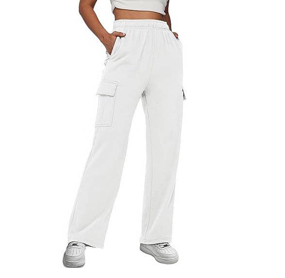 Design sense pockets straight-leg wide-leg pants