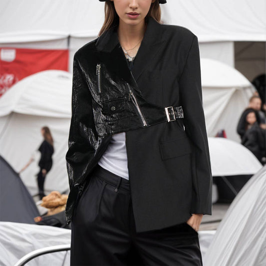 Asymmetrical Moto Blazer – Slim Fit Street Style_CWOCO1238