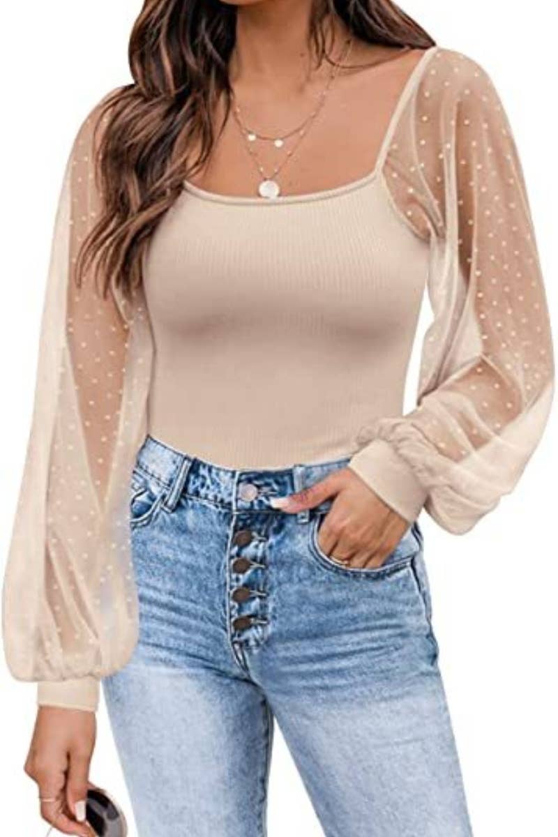 CWTBLL1063_SUMMER GAUZE SEE-THROUGH LONG SLEEVE TOP