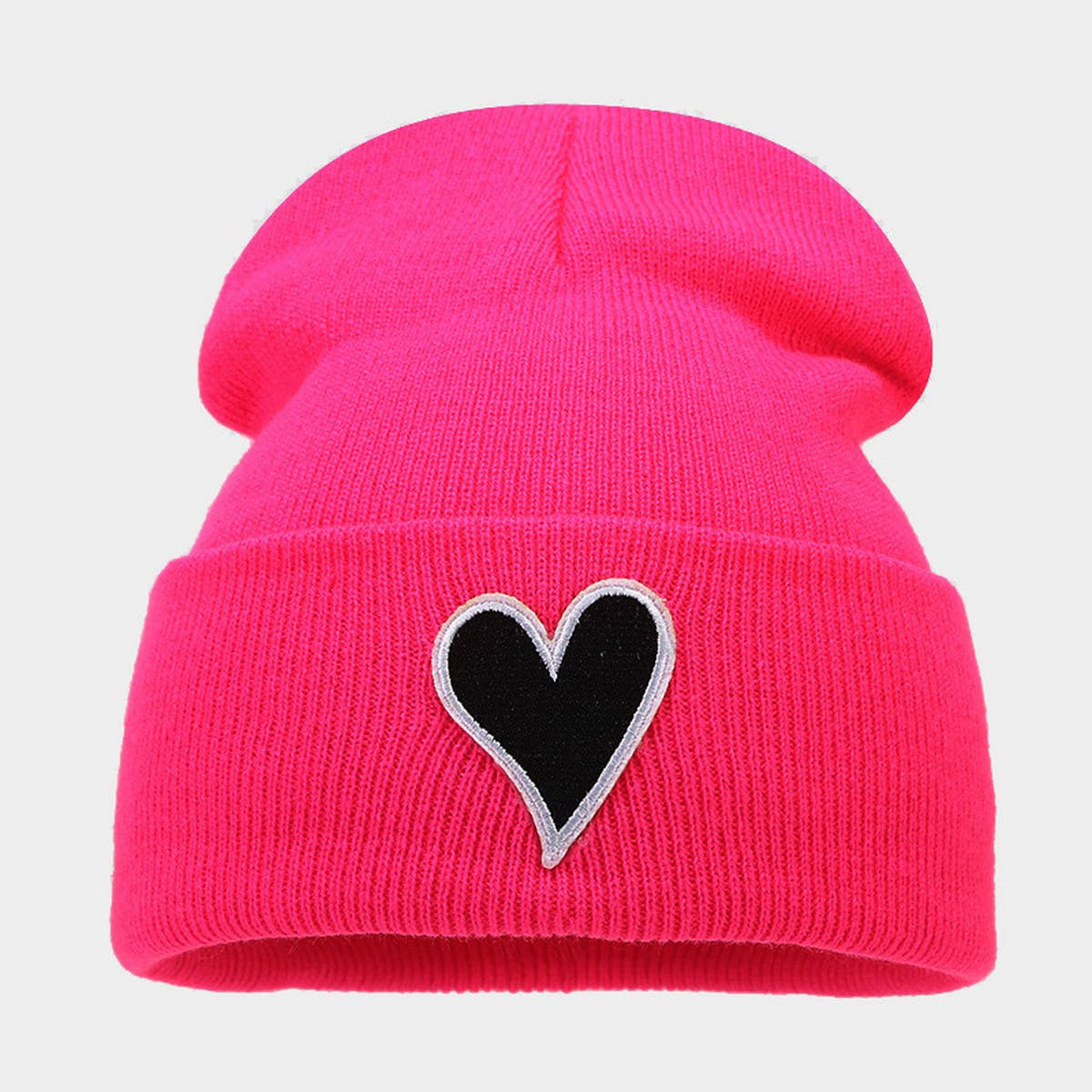 WINTER SIMPLE HEART PATCH KNITTED HAT_CWAH1605