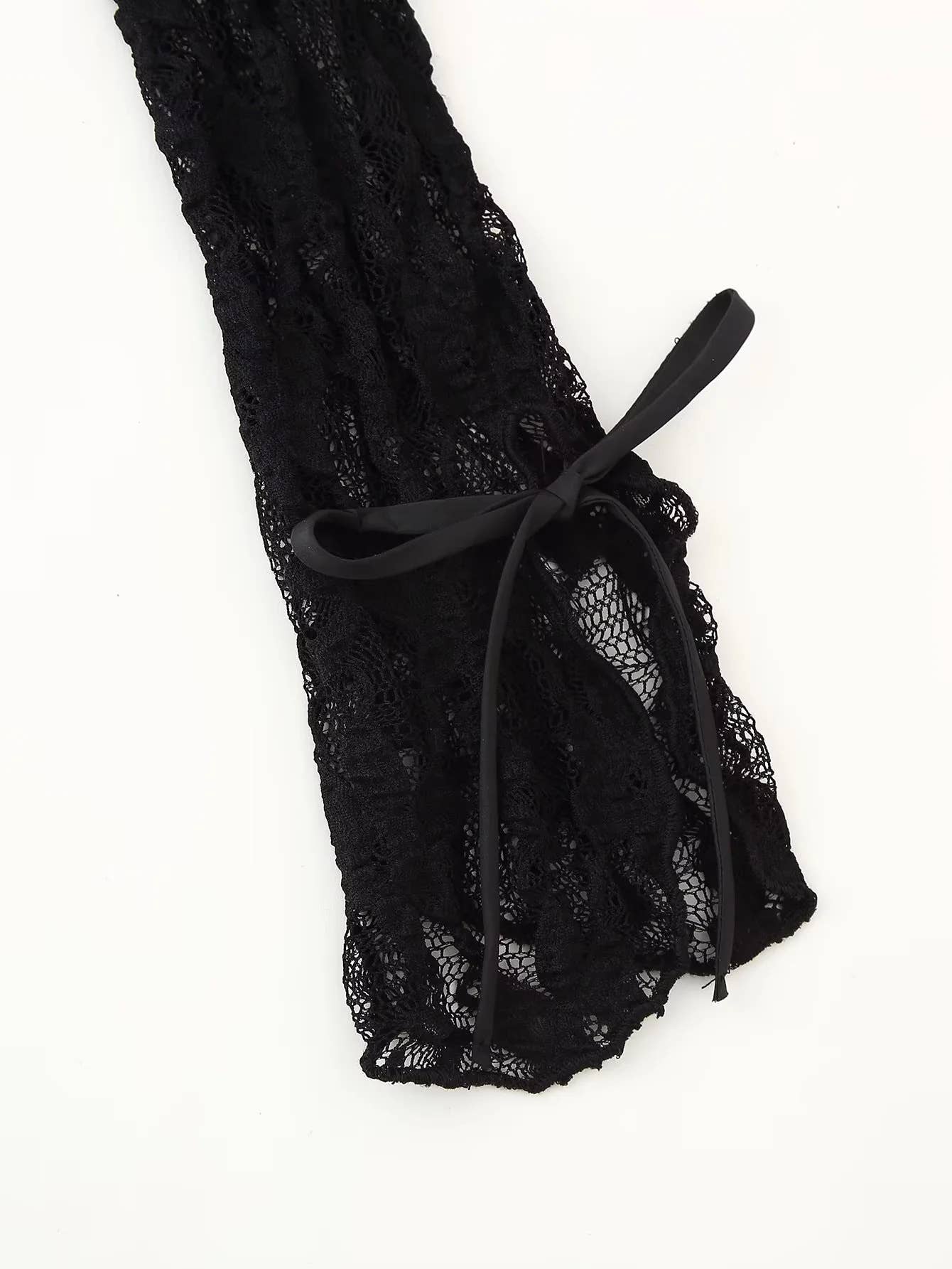 Bow tie V-neck fitted long-sleeved top