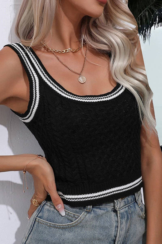 CWOSWSL0091_Sleeveless Crop Top Sweater