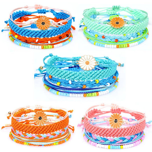 SUNFLOWER DAISY MIXED COLOR WOVEN BRACELET