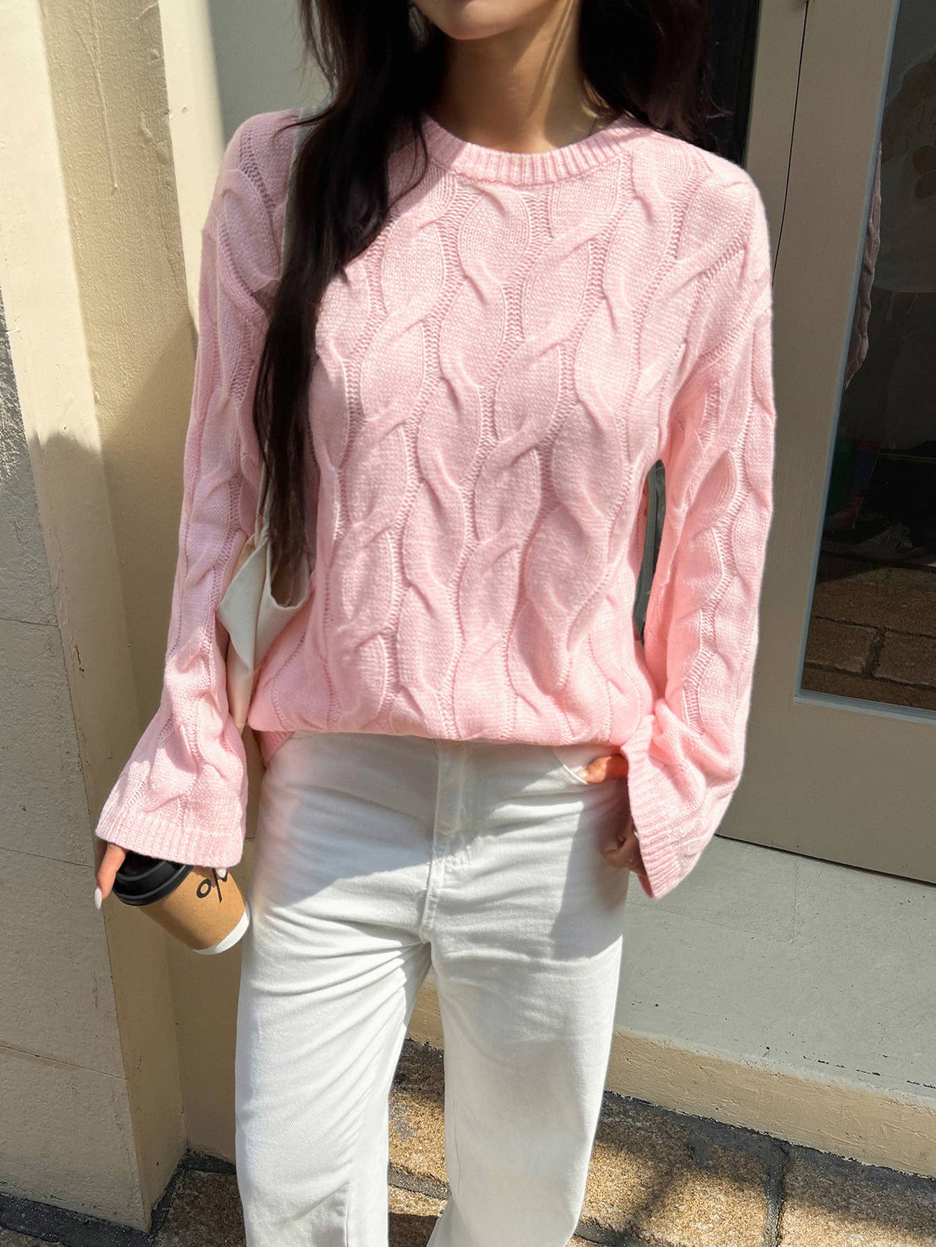 Casual and simple long-sleeved solid-color Sweater