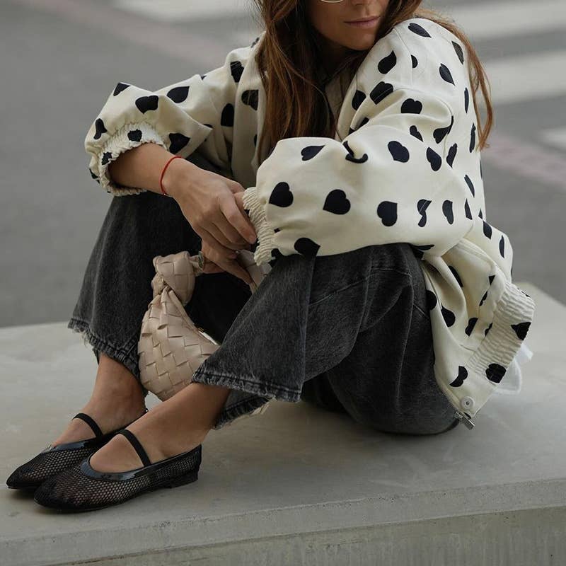 CASUAL LOVE PRINT LONG-SLEEVED JACKET