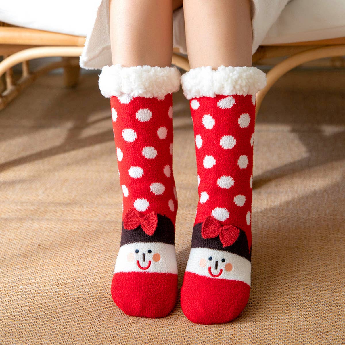 CHRISTMAS STOCKINGS FUZZY INDOOR SLIPPER SHOES
