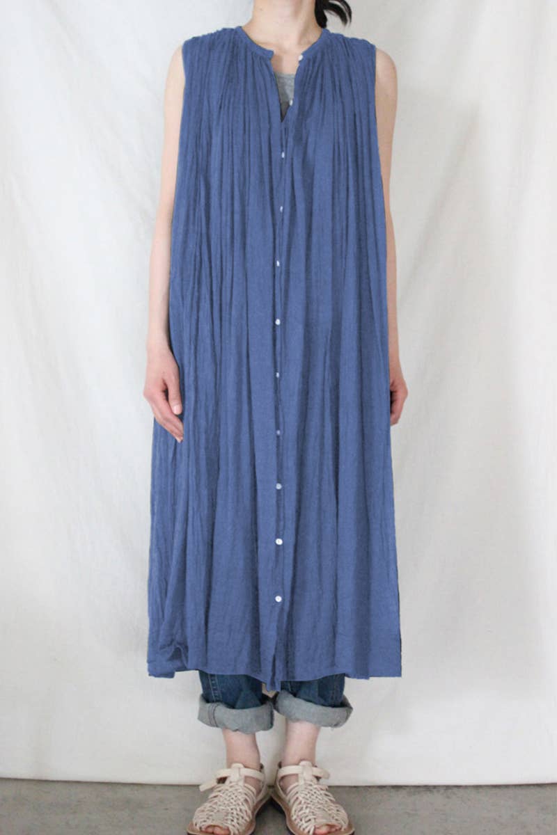 COTTON ART LOOSE PLEAT DRESS WITH LARGE SWING