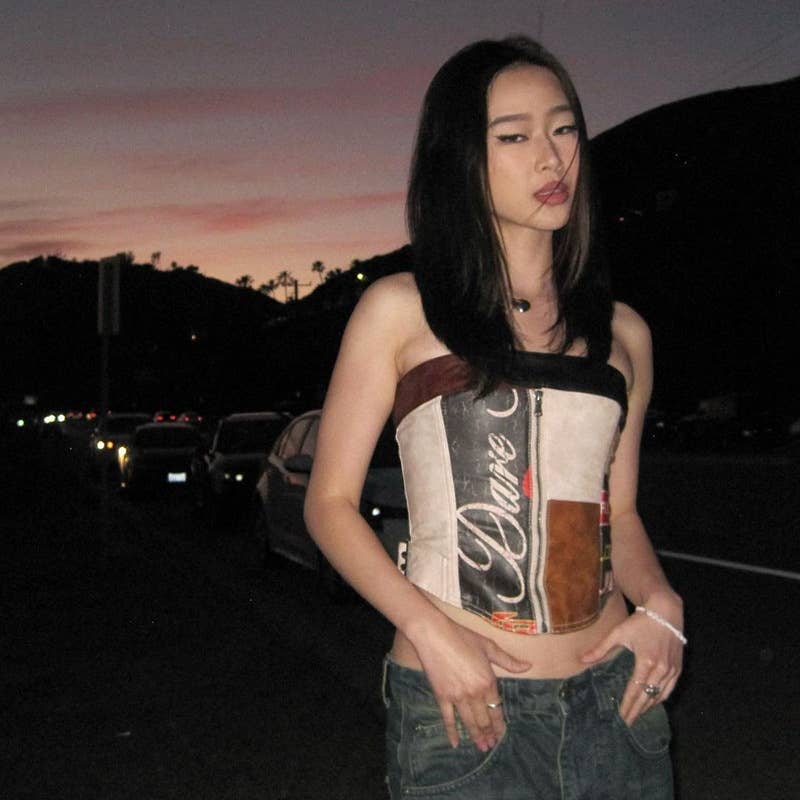 Colorblock Street Style Slim Fit Casual Top