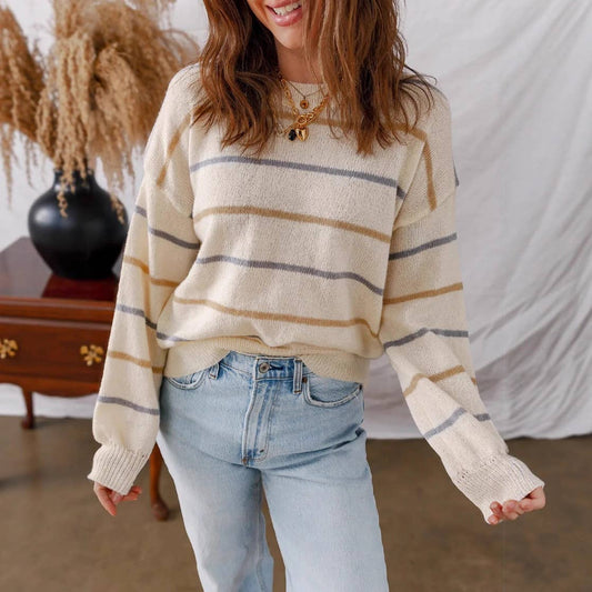 Casual colorful striped pullover loose sweater