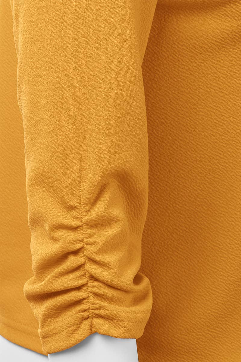 CWOBL091_Casual Work Ruched 3/4 Slv Open Front Blazer Jacket