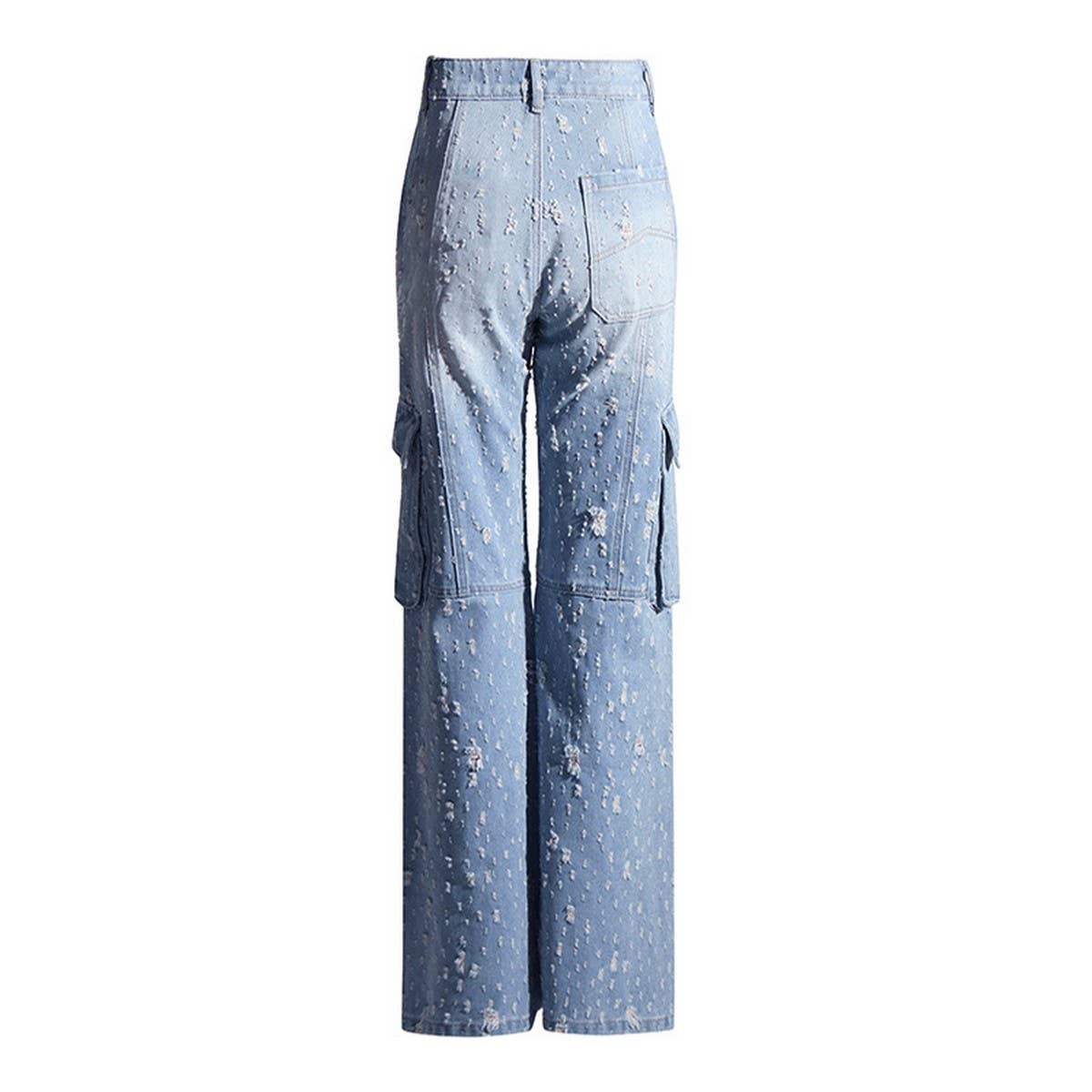 WASHED AND DISTRESSED STRAIGHT LEG JEANS