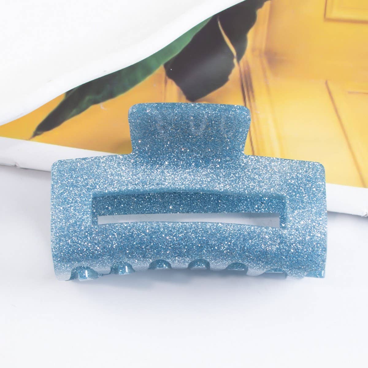 CWAHA1437_GLITTER POWDER RECTANGLE GENTLE HAIR CLAW CLIP