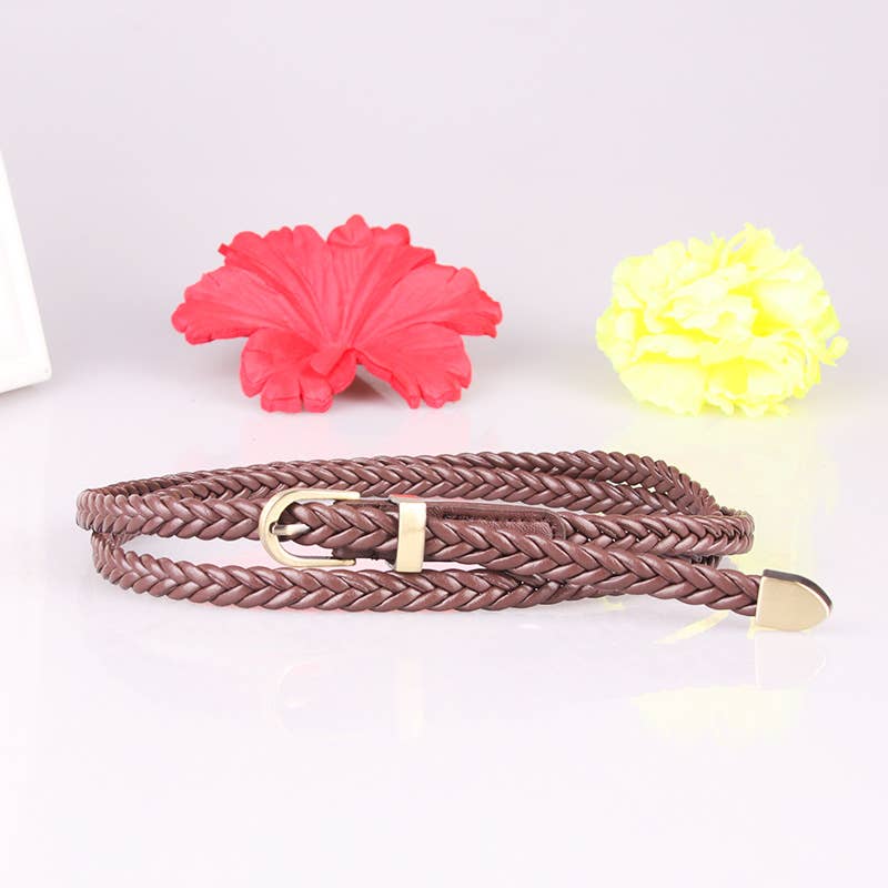 Hand-woven needle-buckle versatile waist belt