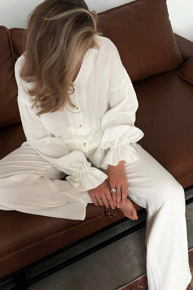 CWSPJ0254_COTTON BREATHABLE TWO-PIECE PAJAMAS HOME WEAR