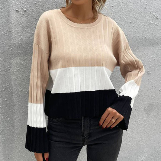 COLOR-MATCHING CREW-NECK PIT STRIPES PULLOVER