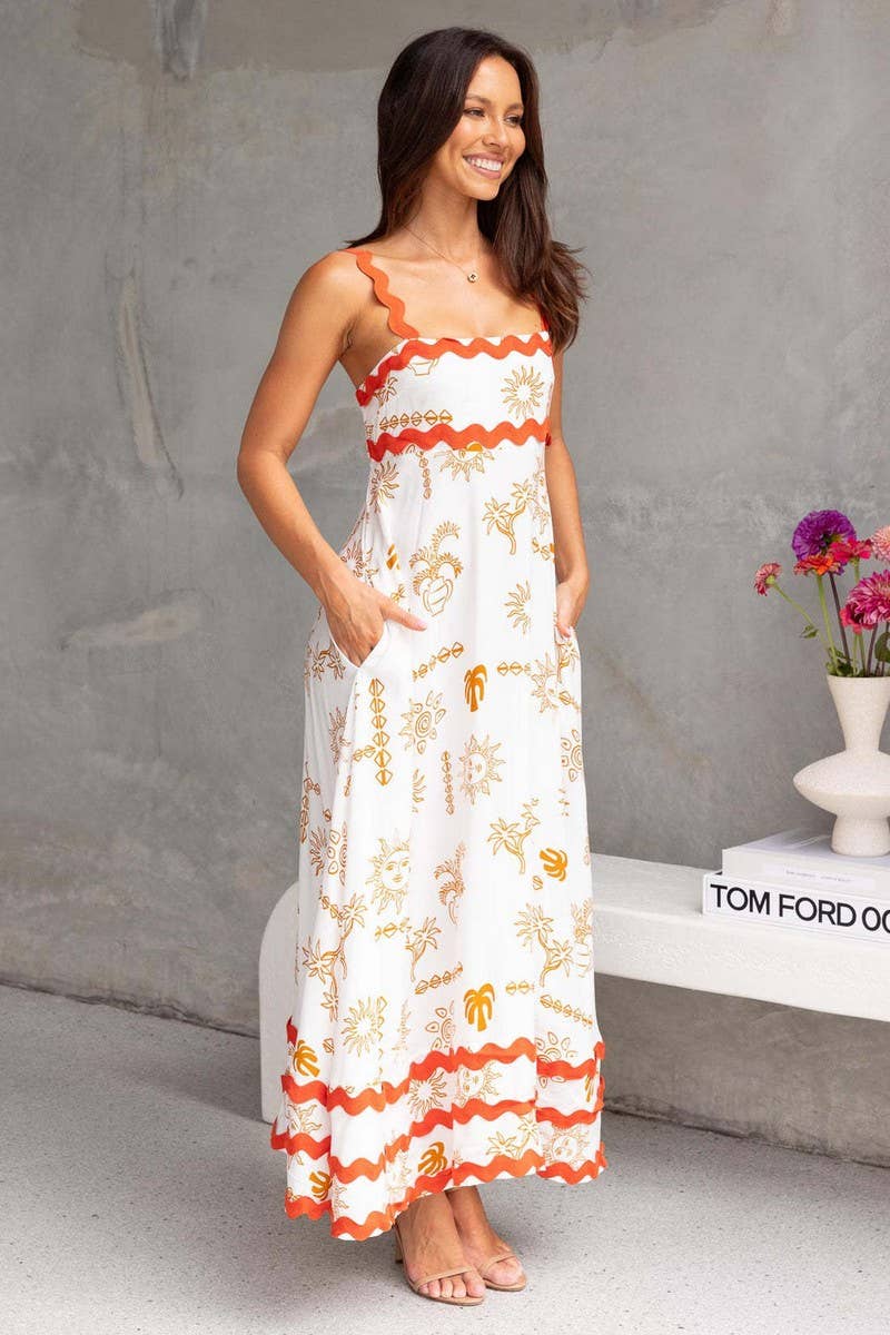 CWDMD5994_ELEGANT SPAGHETTI STRAP PRINTED MAXI DRESS