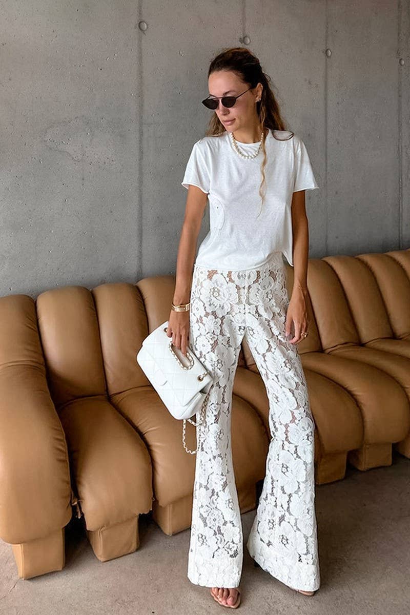 CWBLP1724_SHEER CUTOUT LACE WIDE-LEG TROUSERS