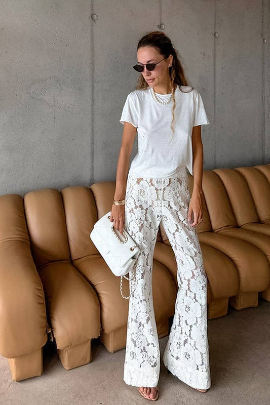 CWBLP1724_SHEER CUTOUT LACE WIDE-LEG TROUSERS