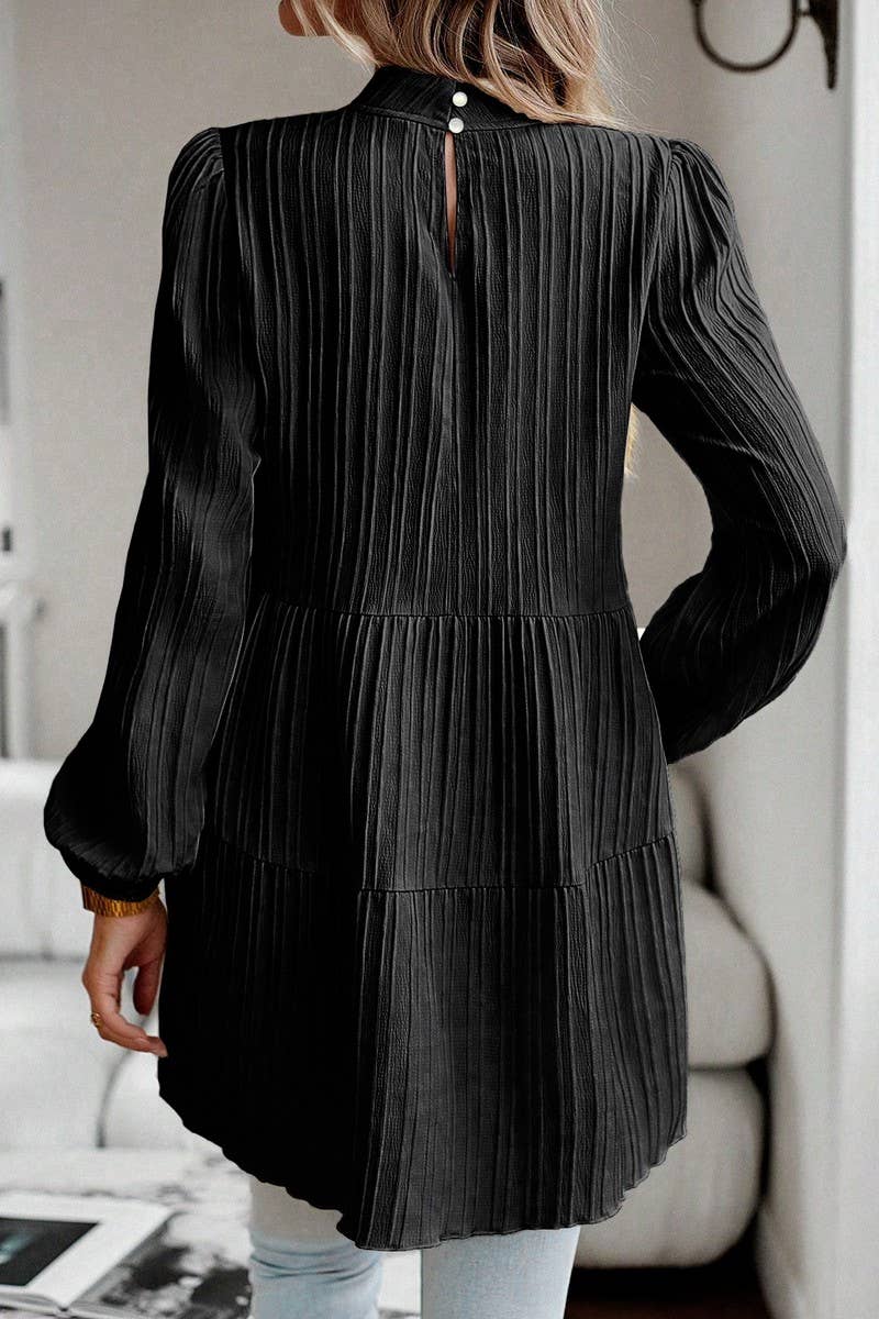 CWTBLL2768_HALF TURTLENECK WAVY LONG SLEEVE TOP